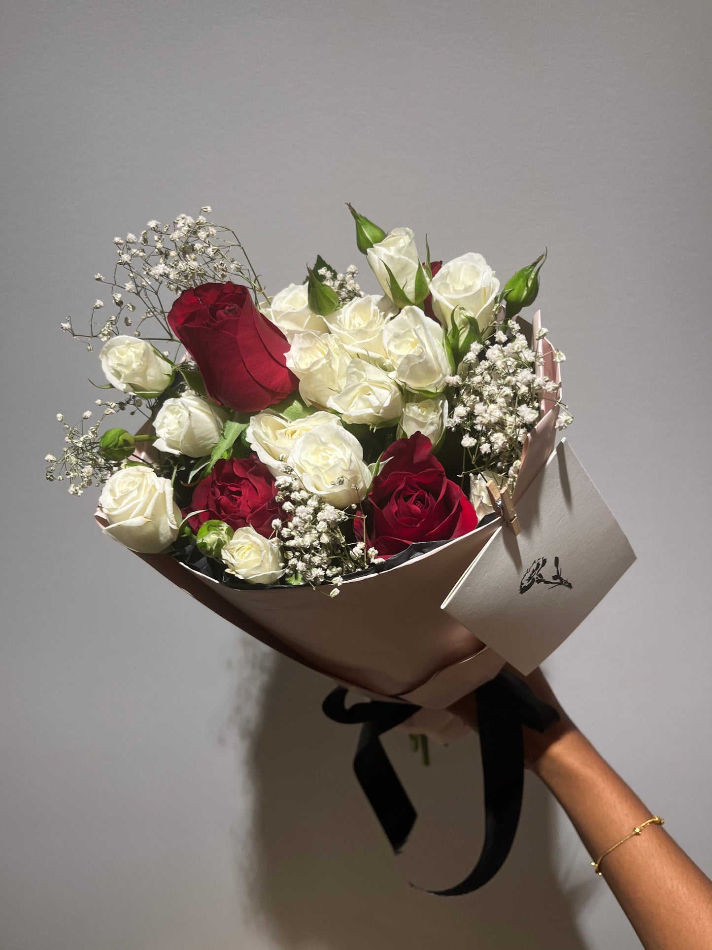 Red and White Petite Rose Bouquet